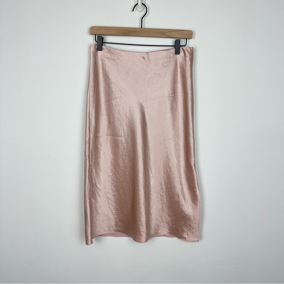 Theory Peach Pink Side Slit Slip Skirt S